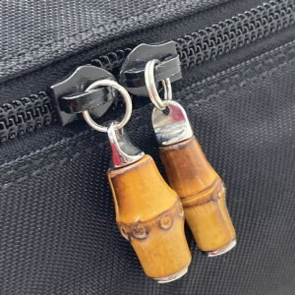 Gucci Handbag Bamboo Vanity Nylon Black Mini Pouch Bag Back - Picture 6 of 8